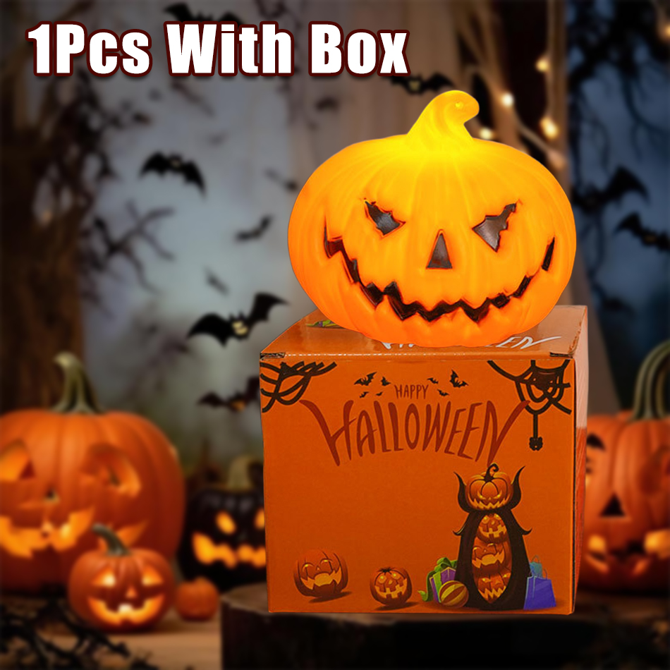 Orange Lighting Decor - Halloween LED Pumpkin Lights, Jack-O'-Lantern, Small