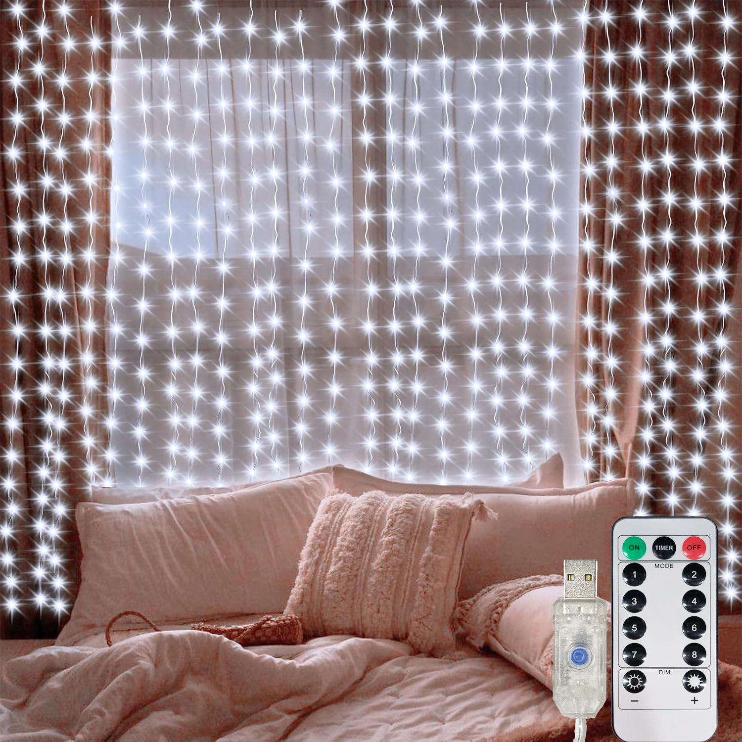 Fairy Light Curtain - USB LED Curtain String Lights with