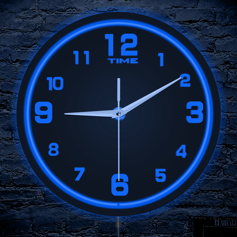 Lighting Home Decor Wall Clocks - Arabic Numeral LED Neon Glowing Wall