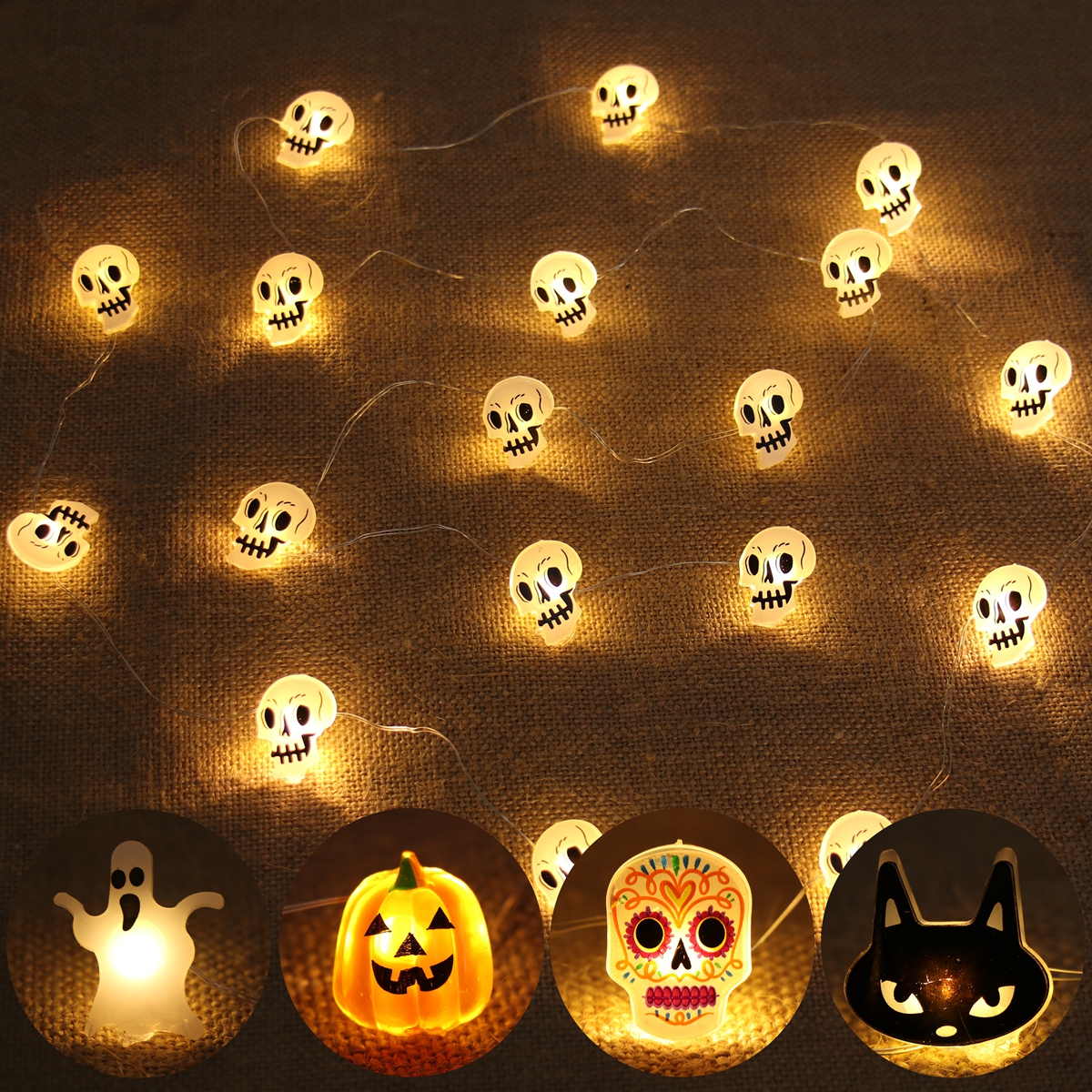 Home Decor Lighting Tricks - Halloween LED Light String Pumpkin Ghost