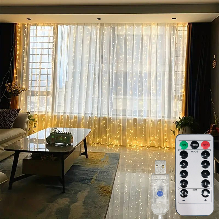 Fairy Light Curtain - USB Curtain Light Outdoor Fairy String