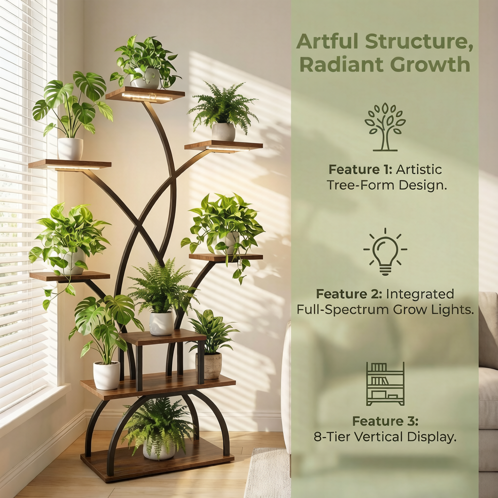 Lighting Decor Photos - Indoor Plant Stand with Grow Light,