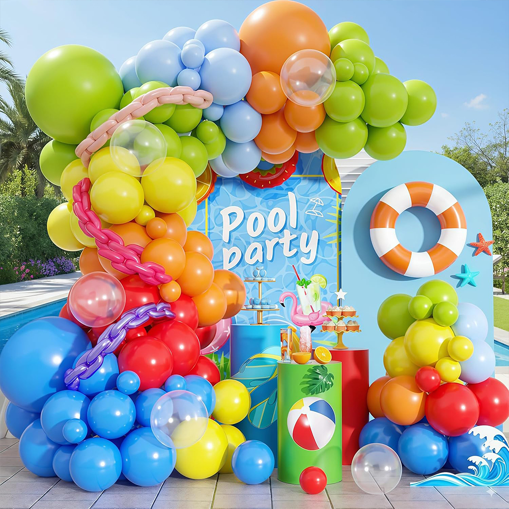 Orange Lighting Decor - Neon Balloon set Rainbow Pool party