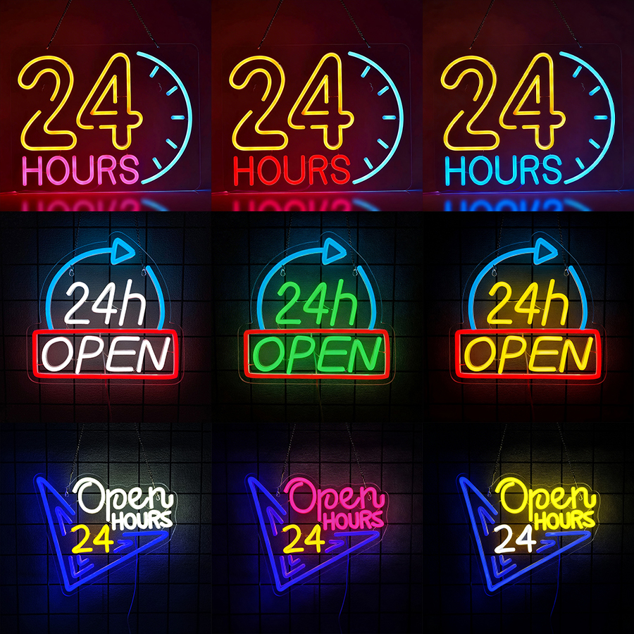 24 Hours Neon Sign Light Up Le – Decor Lighting Opening Hours recenzja i cena