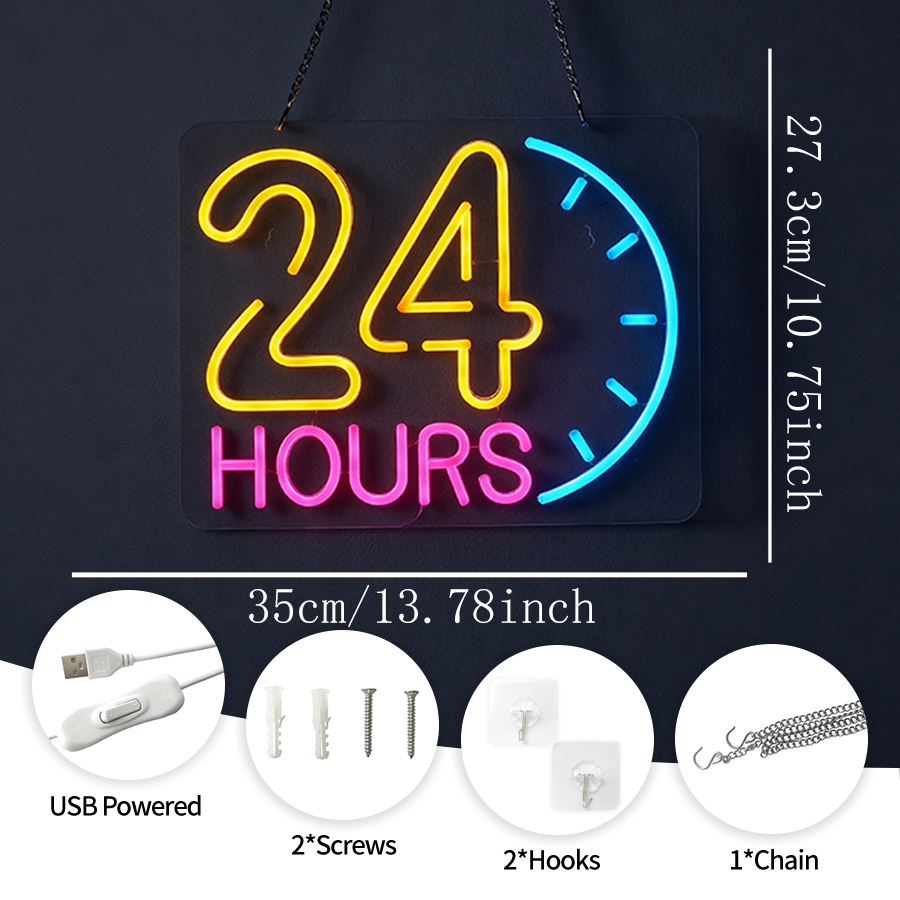 24 Hours Neon Sign Light Up Le – Decor Lighting Opening Hours recenzja i cena