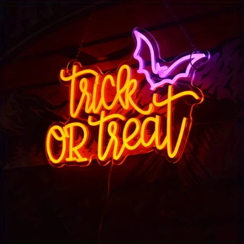 Trick or Treat Neon Sign Light – Home Decor Lighting Tricks recenzja i cena