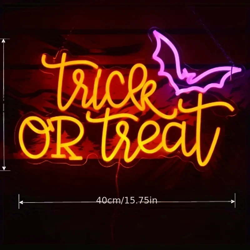 Trick or Treat Neon Sign Light – Home Decor Lighting Tricks recenzja i cena