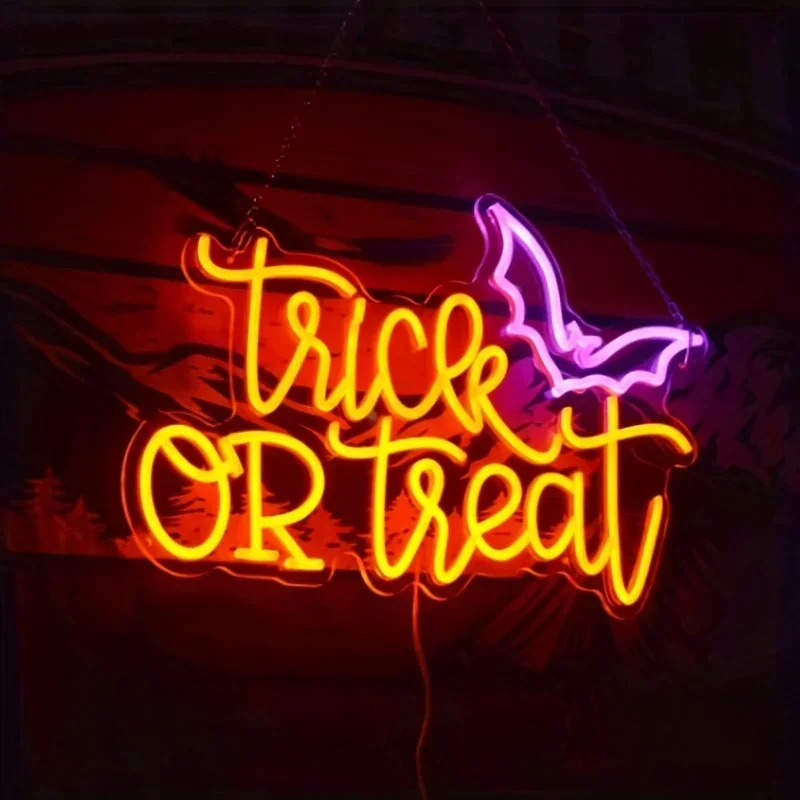 Trick or Treat Neon Sign Light – Home Decor Lighting Tricks recenzja i cena