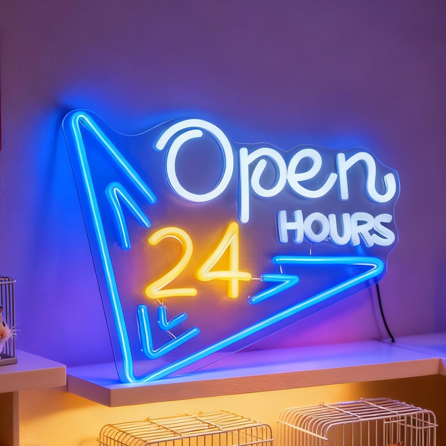  24 Hours Open Neon Sign USB  – Decor Lighting Opening Hours recenzja i cena
