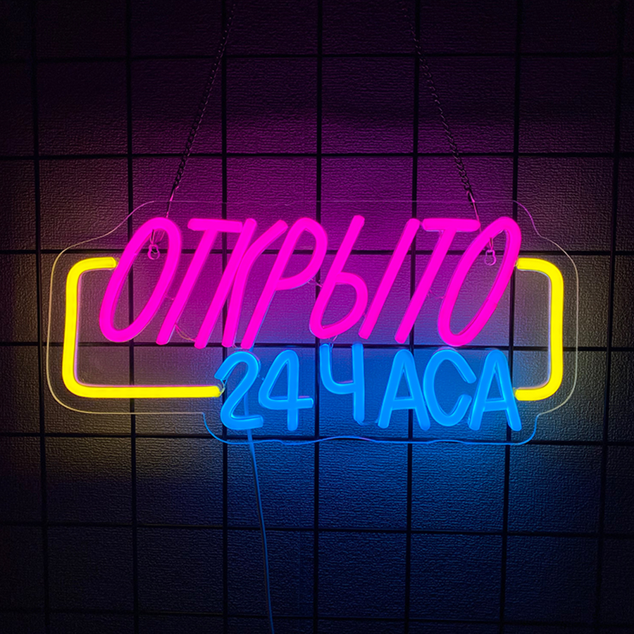 Russian 24 Hours Open LED Neon – Decor Lighting Opening Hours recenzja i cena