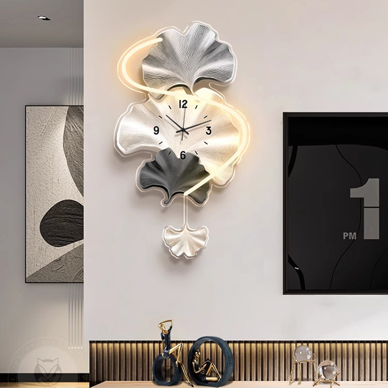 Premium Ginkgo Leaf Wall Clock – Lighting Home Decor Wall Clocks recenzja i cena