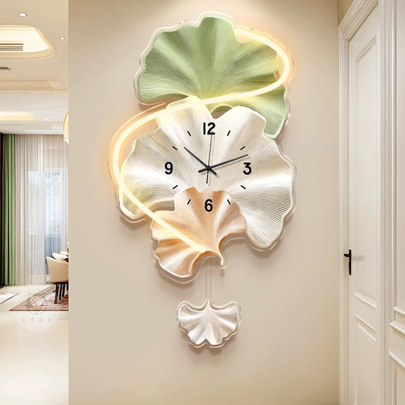 Premium Ginkgo Leaf Wall Clock – Lighting Home Decor Wall Clocks recenzja i cena