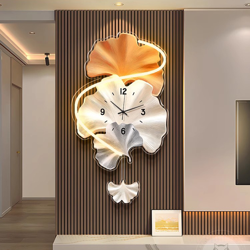 Premium Ginkgo Leaf Wall Clock – Lighting Home Decor Wall Clocks recenzja i cena