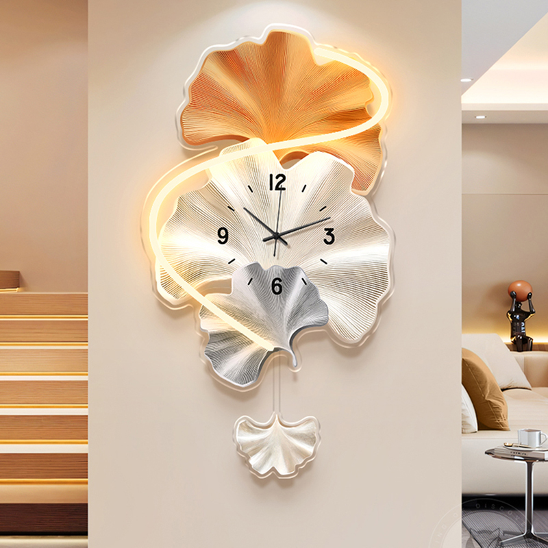 Premium Ginkgo Leaf Wall Clock – Lighting Home Decor Wall Clocks recenzja i cena