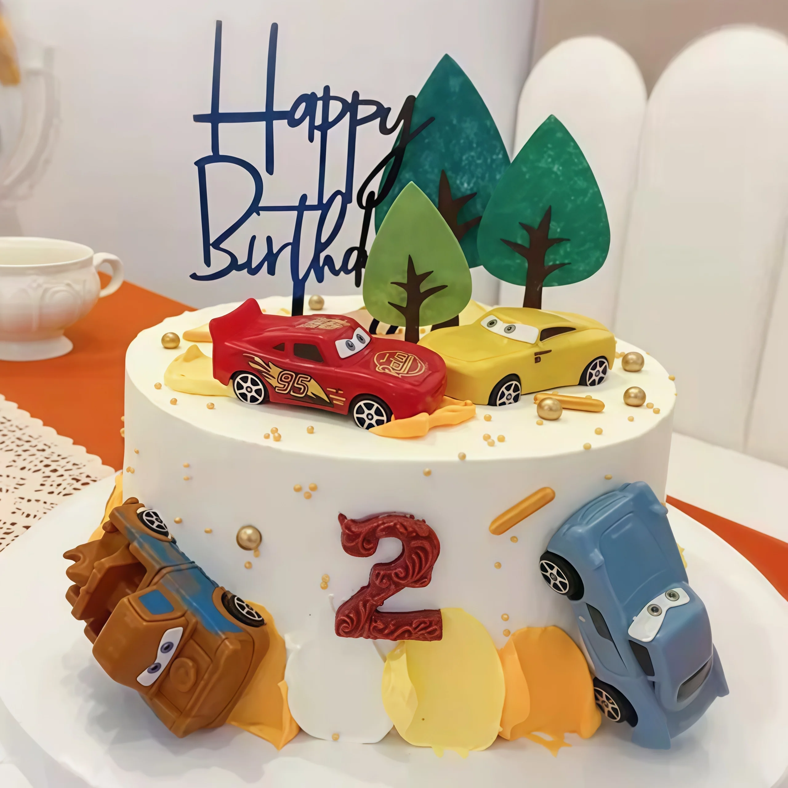 4pcs Lightning Cars Happy Birt – Lighting Mcqueen Birthday Decor recenzja i cena