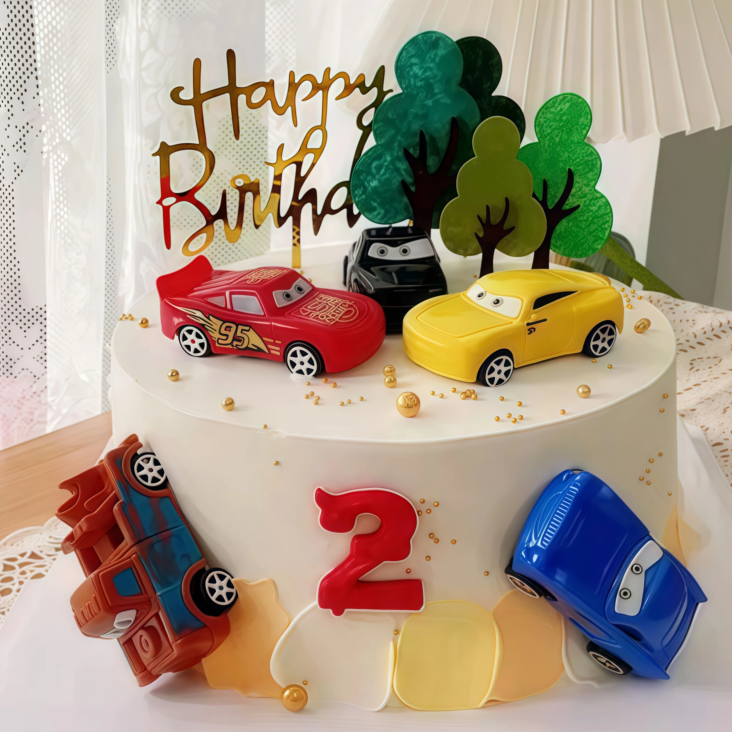 4pcs Lightning Cars Happy Birt – Lighting Mcqueen Birthday Decor recenzja i cena