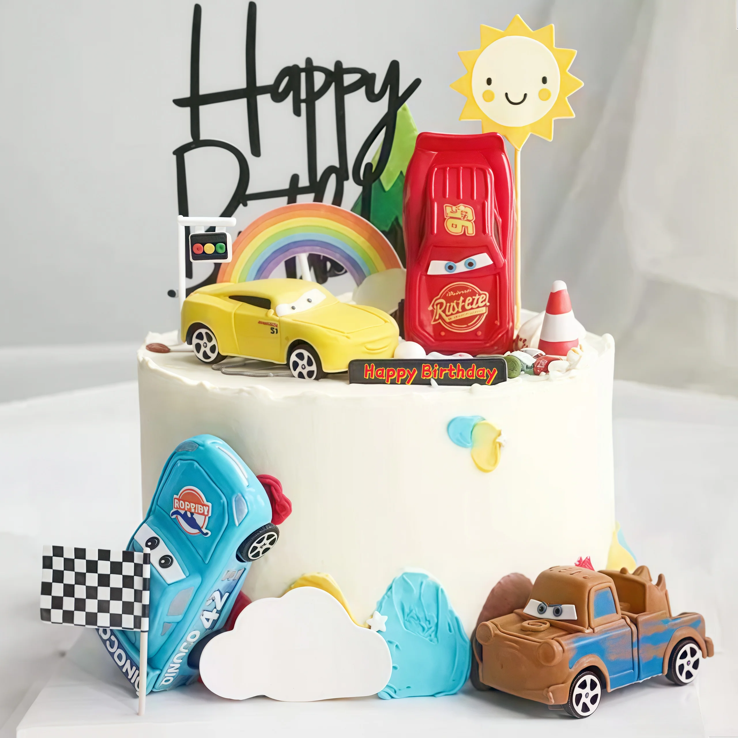 4pcs Lightning Cars Happy Birt – Lighting Mcqueen Birthday Decor recenzja i cena