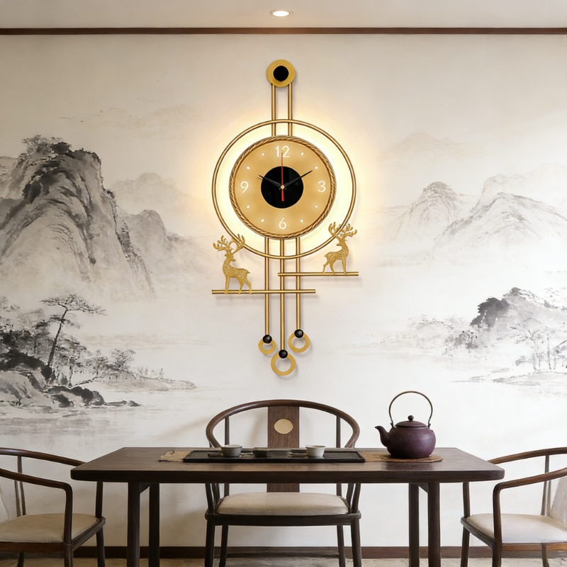 Modern TV Background Wall Mute – Lighting Home Decor Wall Clocks recenzja i cena