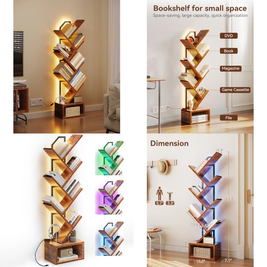 Tree Bookshelf with LED Lights – Home Decor Lighting Tree recenzja i cena