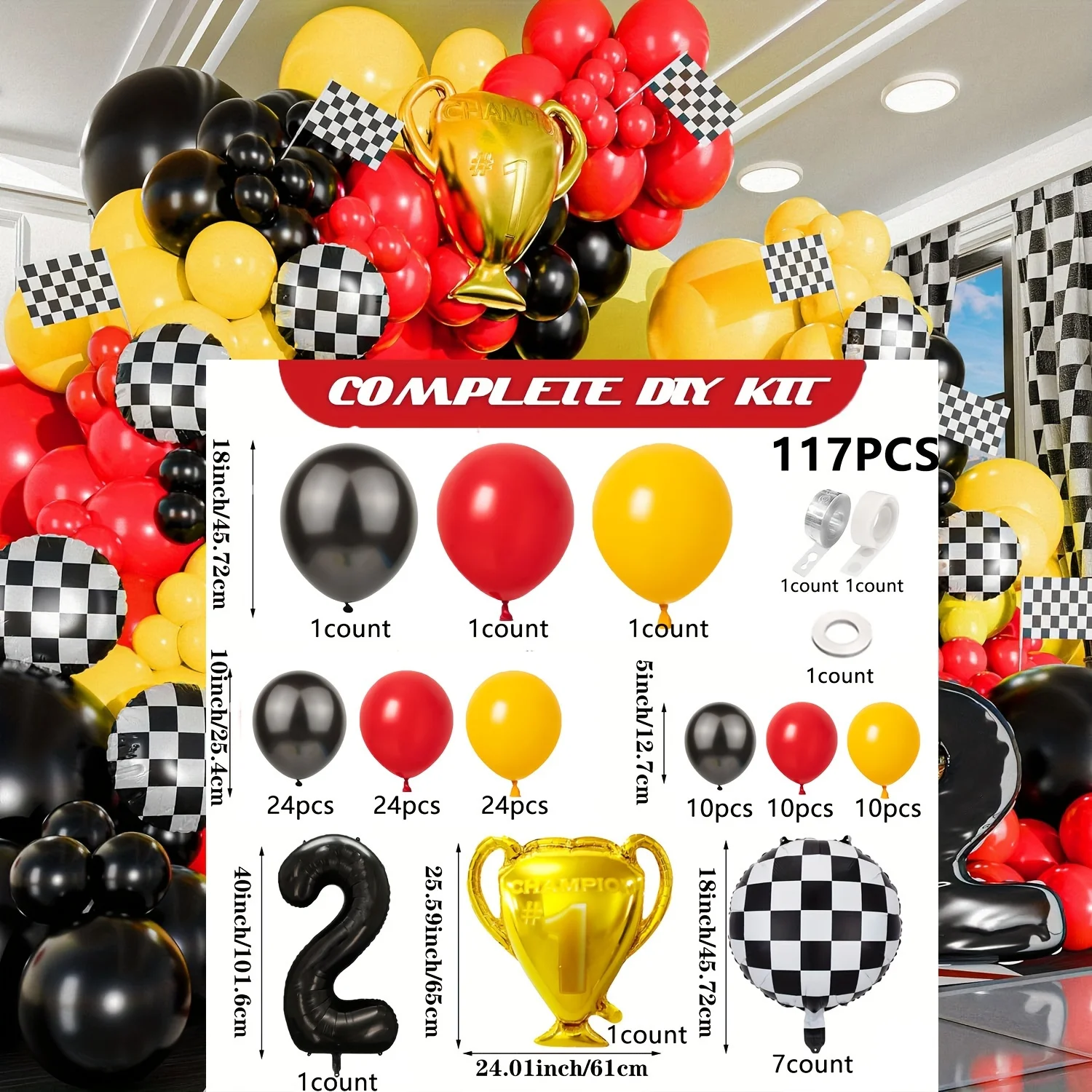 117pcs All-in-one Car Balloon  – Lighting Mcqueen Birthday Decor recenzja i cena