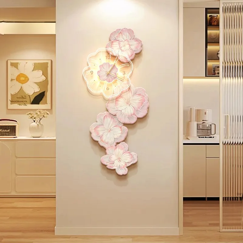Pink Flower Light Luxury Wall  – Lighting Home Decor Wall Clocks recenzja i cena