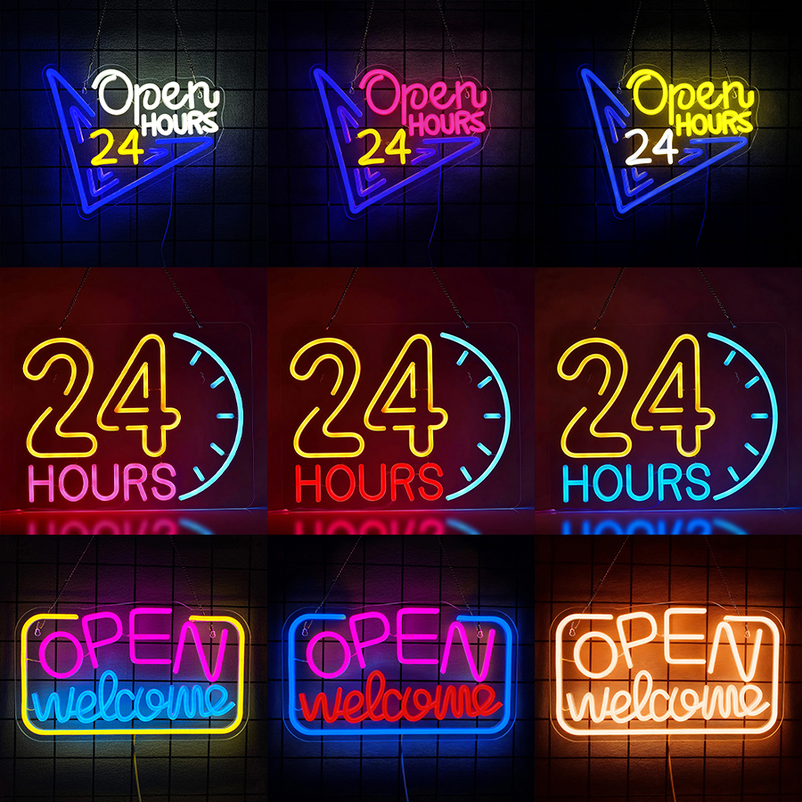 Open 24 Hours Neon Sign,LED Ne – Decor Lighting Opening Hours recenzja i cena