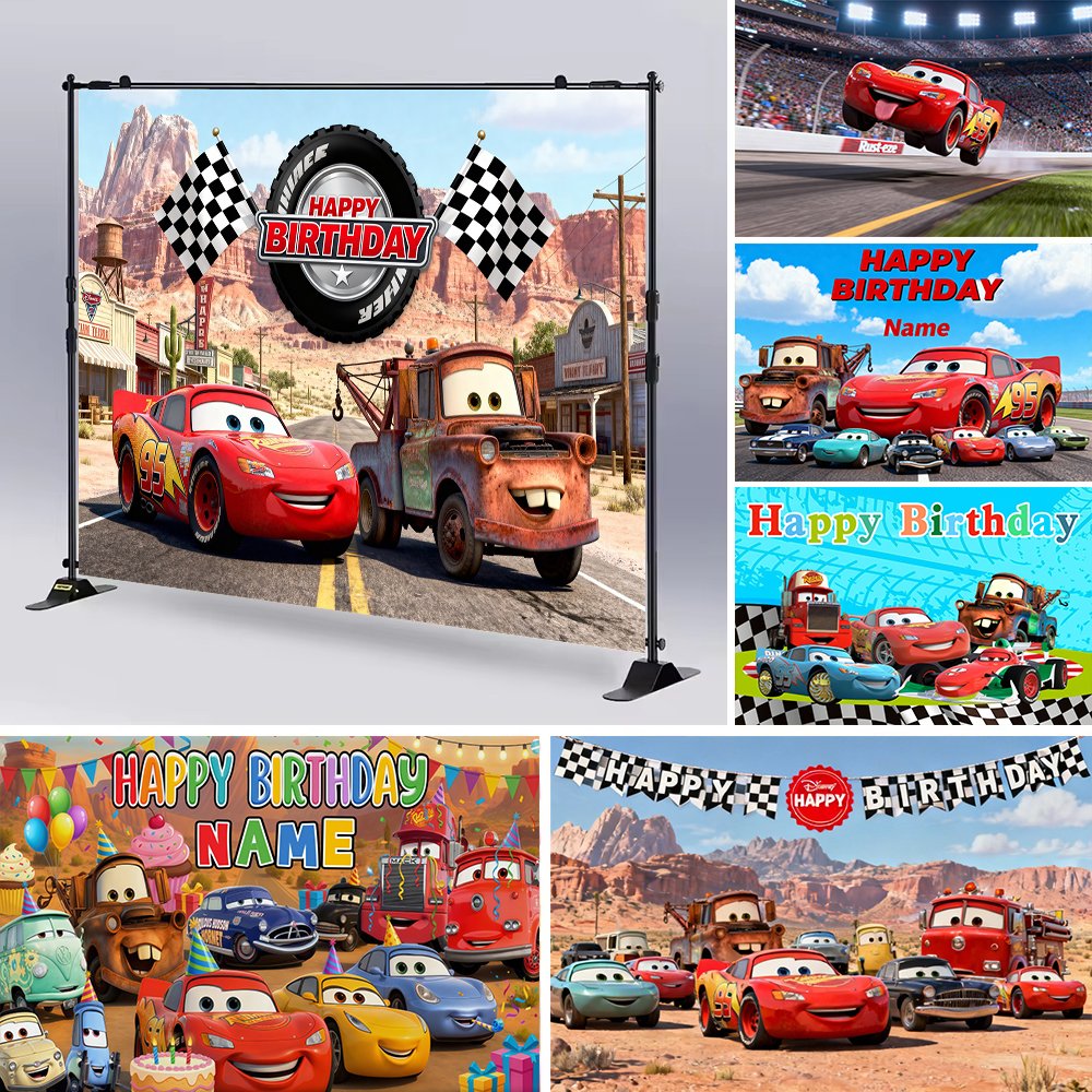 Disney Pixar Cars Custom Backd – Lighting Mcqueen Birthday Decor recenzja i cena