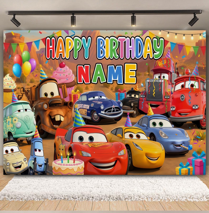 Disney Pixar Cars Custom Backd – Lighting Mcqueen Birthday Decor recenzja i cena