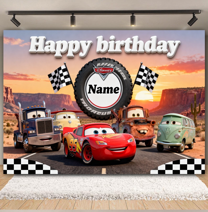 Disney Pixar Cars Custom Backd – Lighting Mcqueen Birthday Decor recenzja i cena