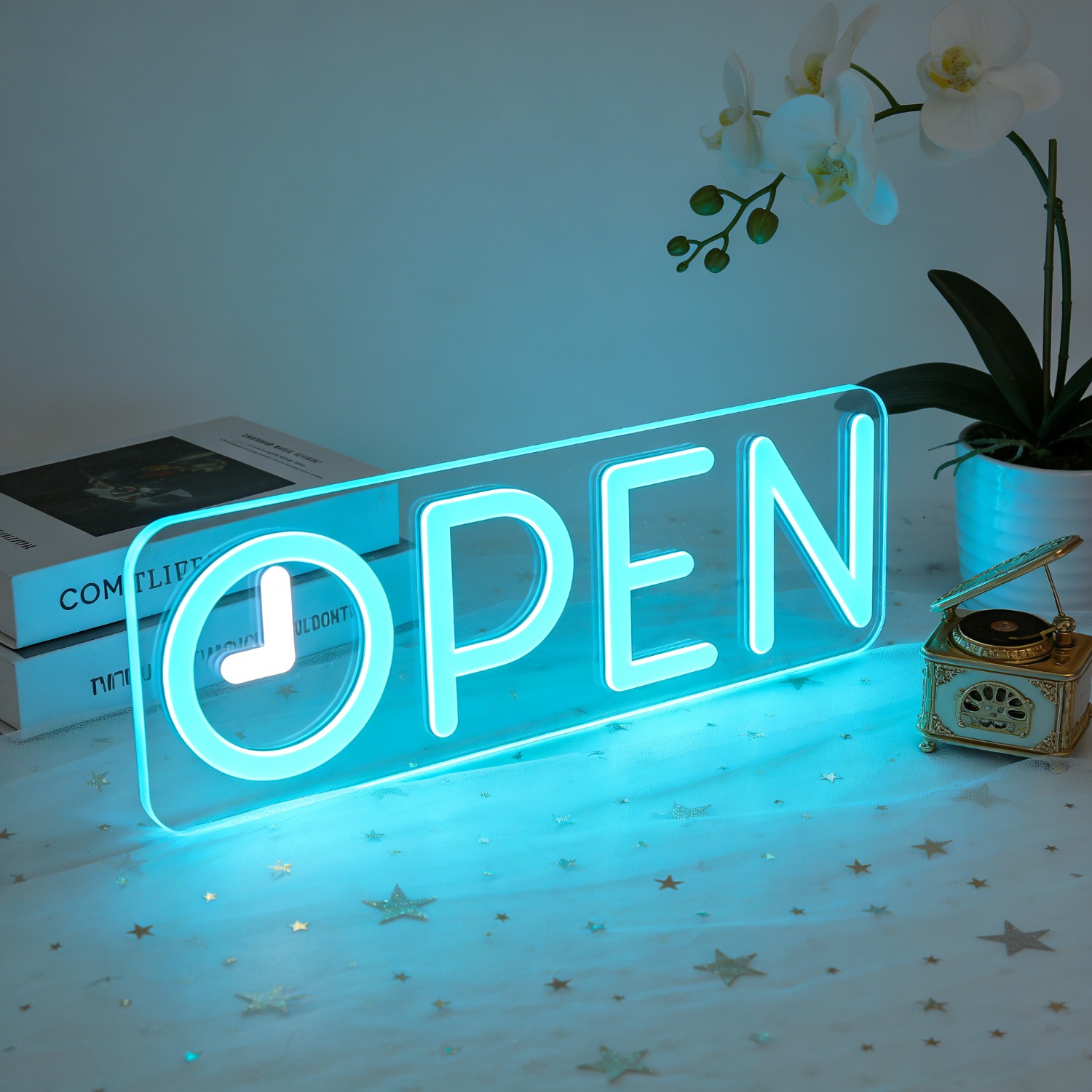 OPEN Neon Light Sign with Cloc – Decor Lighting Opening Hours recenzja i cena