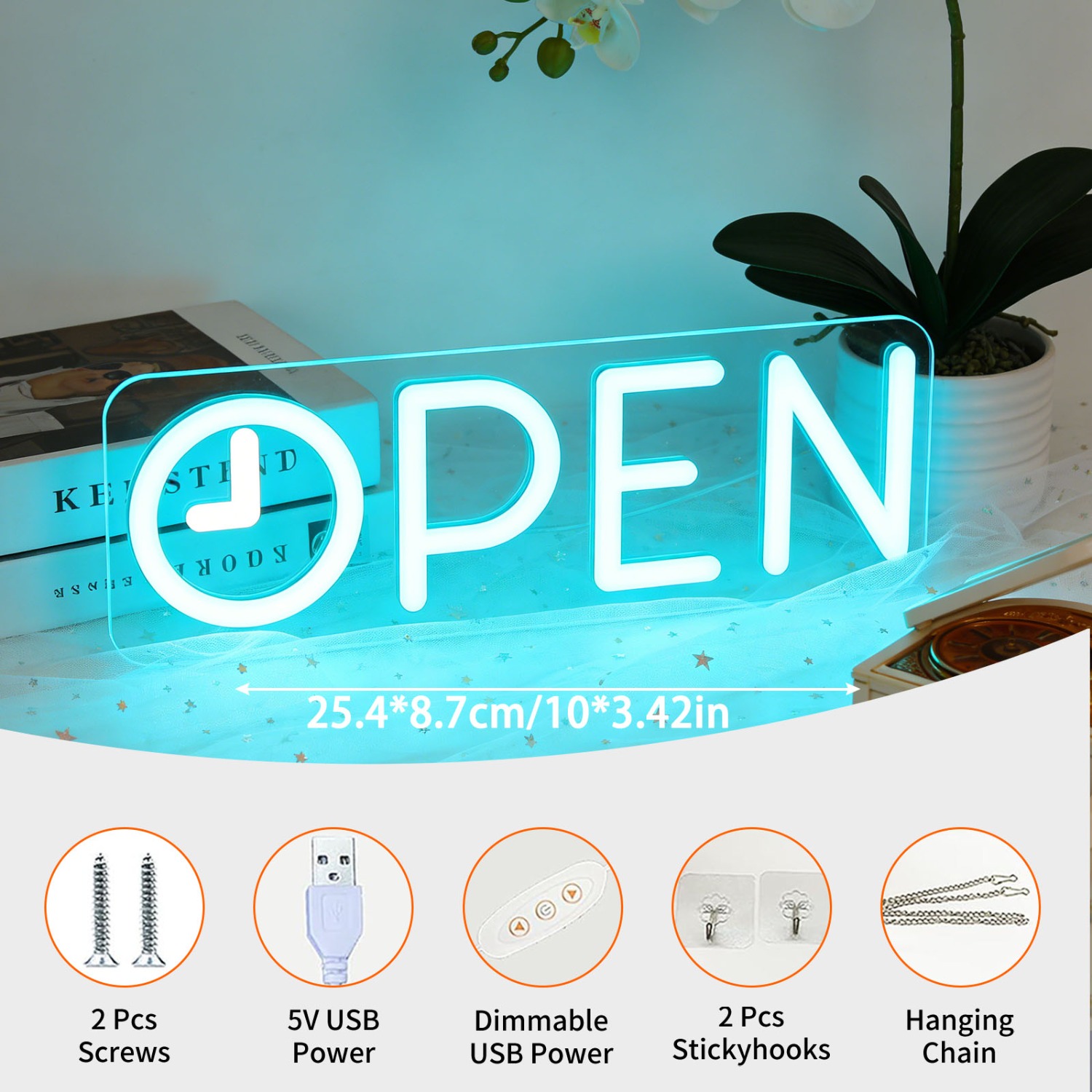 OPEN Neon Light Sign with Cloc – Decor Lighting Opening Hours recenzja i cena