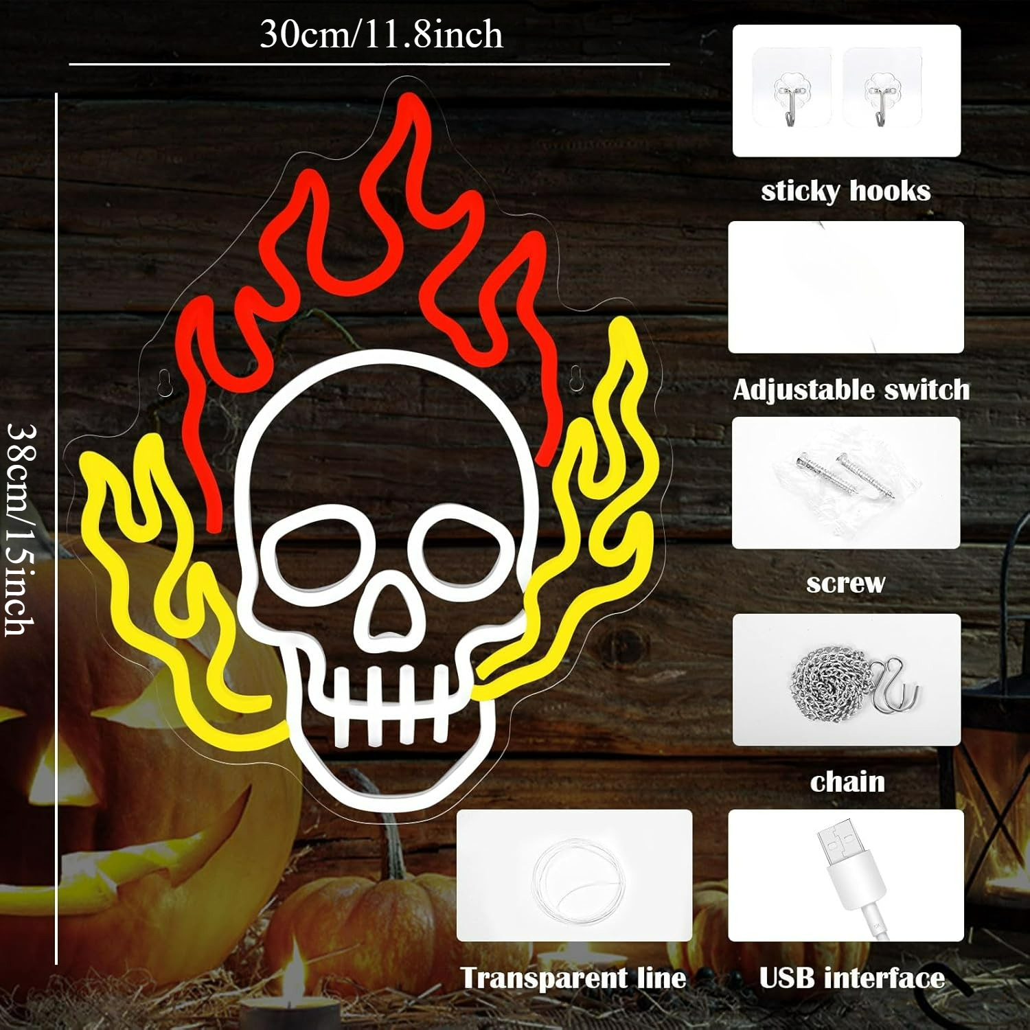 Gevbay Skull Neon Sign Hallowe – Home Decor Lighting Tricks recenzja i cena