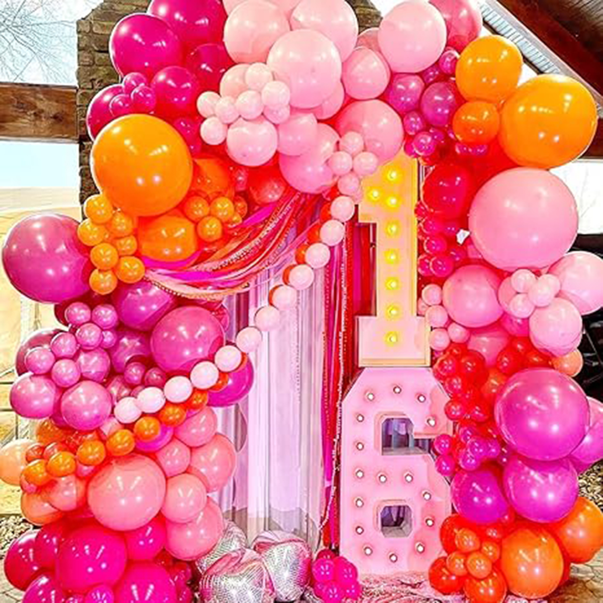134PCS Pink and Orange Balloon – Orange Lighting Decor recenzja i cena
