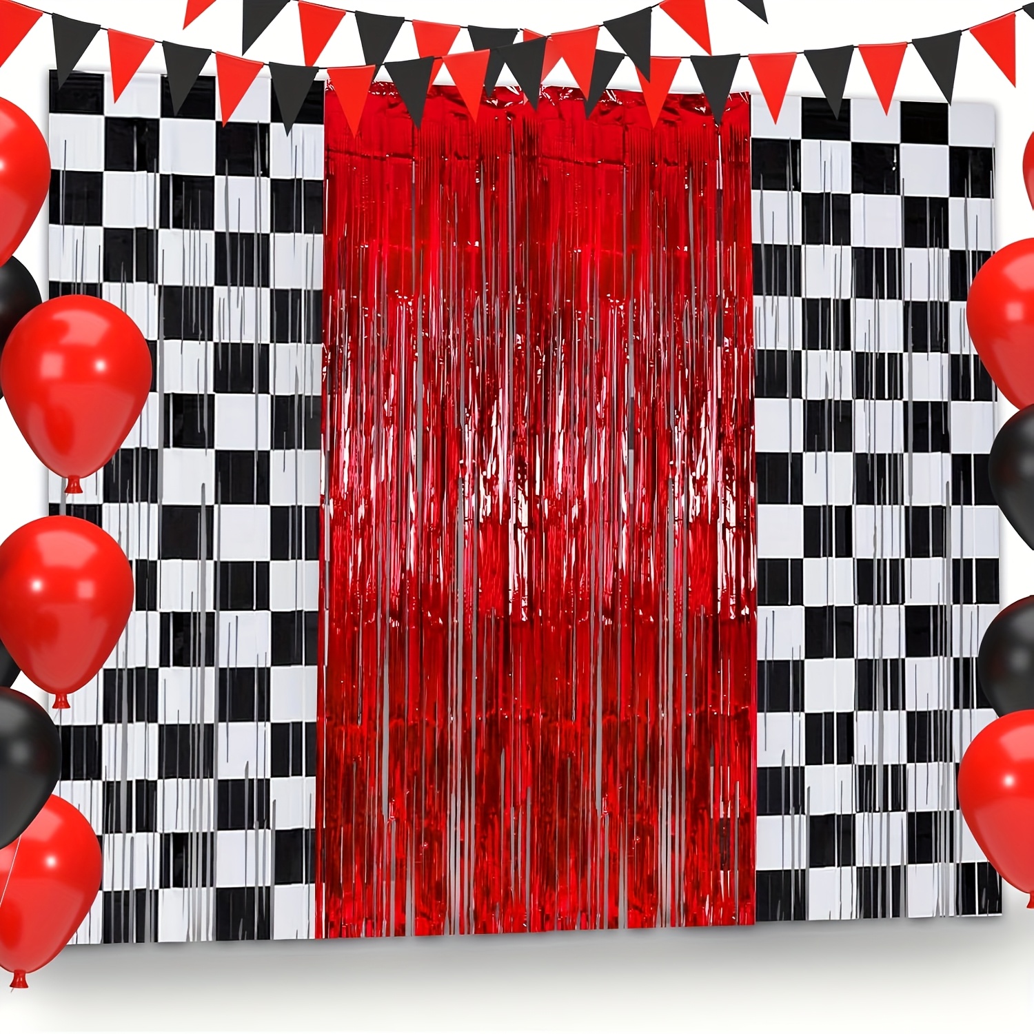 3Pcs Racing Cars Foil Fringe S – Lighting Mcqueen Birthday Decor recenzja i cena