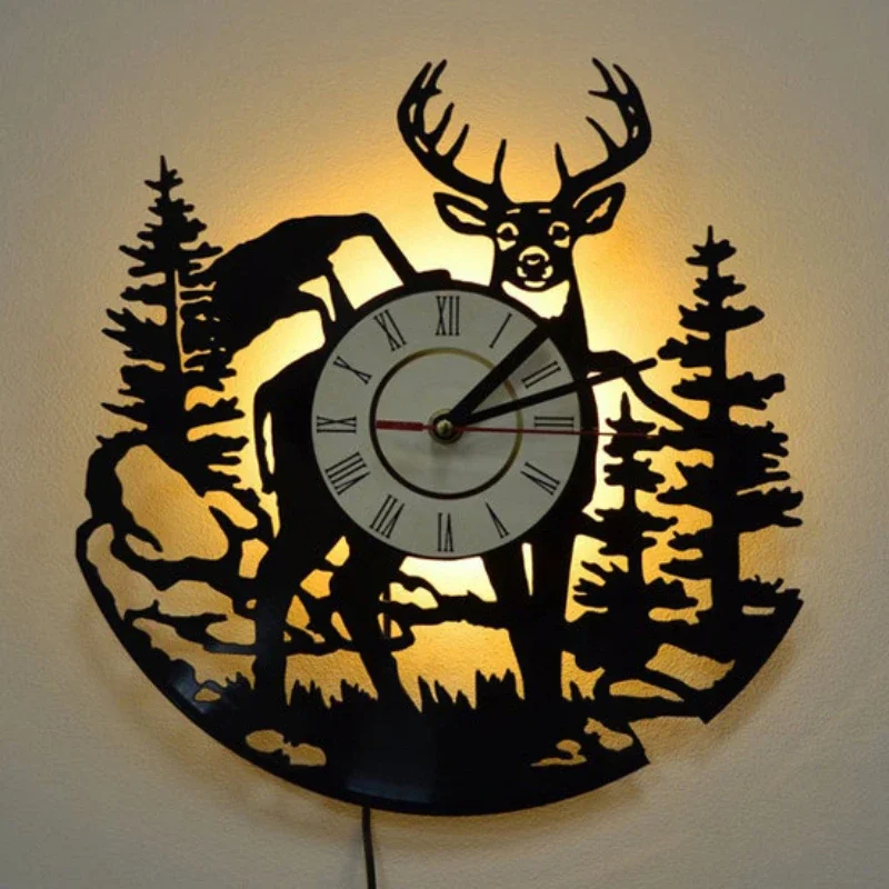 Forest Deer Vinyl Record Wall  – Lighting Home Decor Wall Clocks recenzja i cena