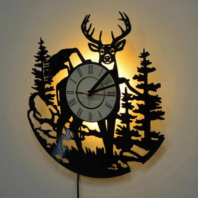 Forest Deer Vinyl Record Wall  – Lighting Home Decor Wall Clocks recenzja i cena