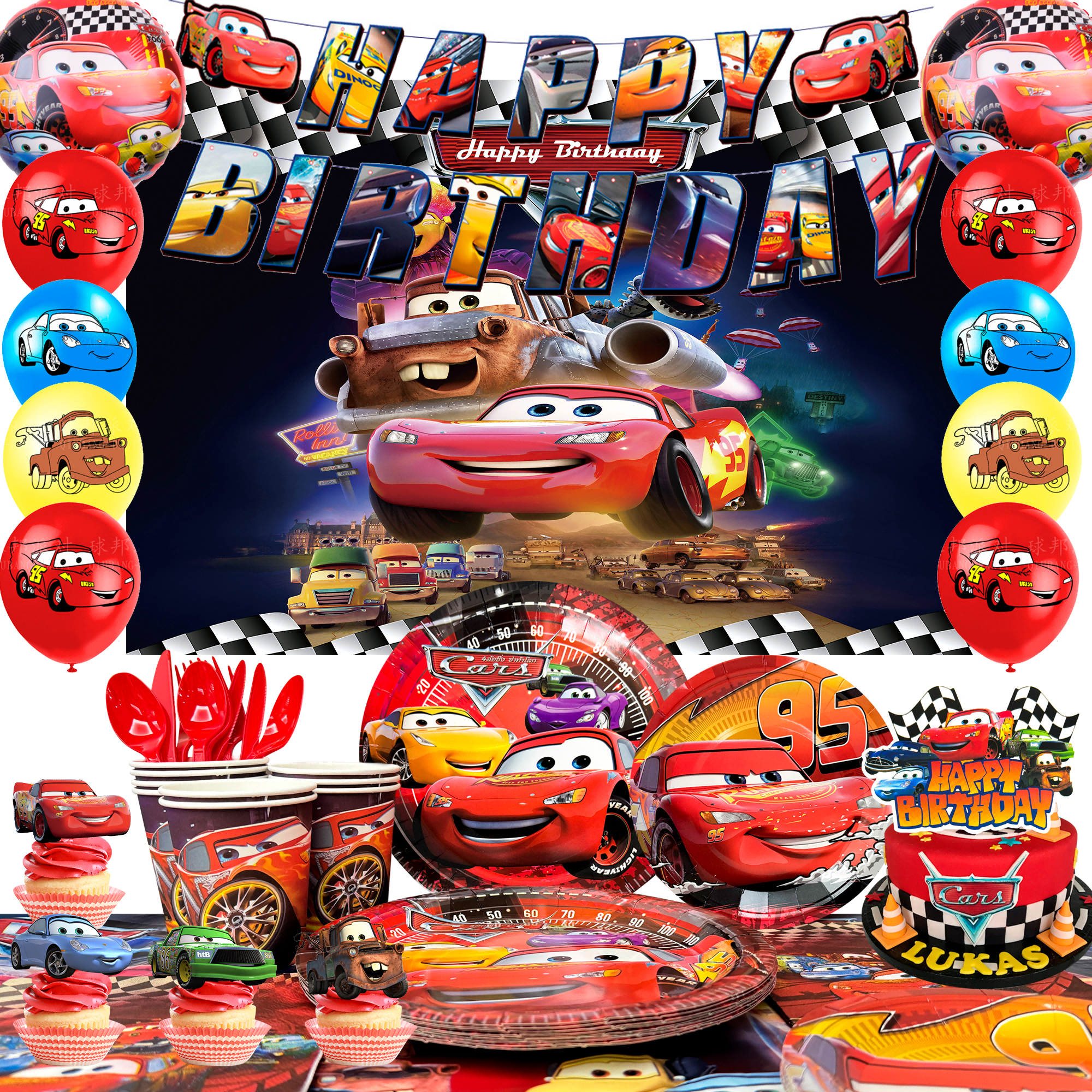116 Pcs Cars Birthday Decorati – Lighting Mcqueen Birthday Decor recenzja i cena