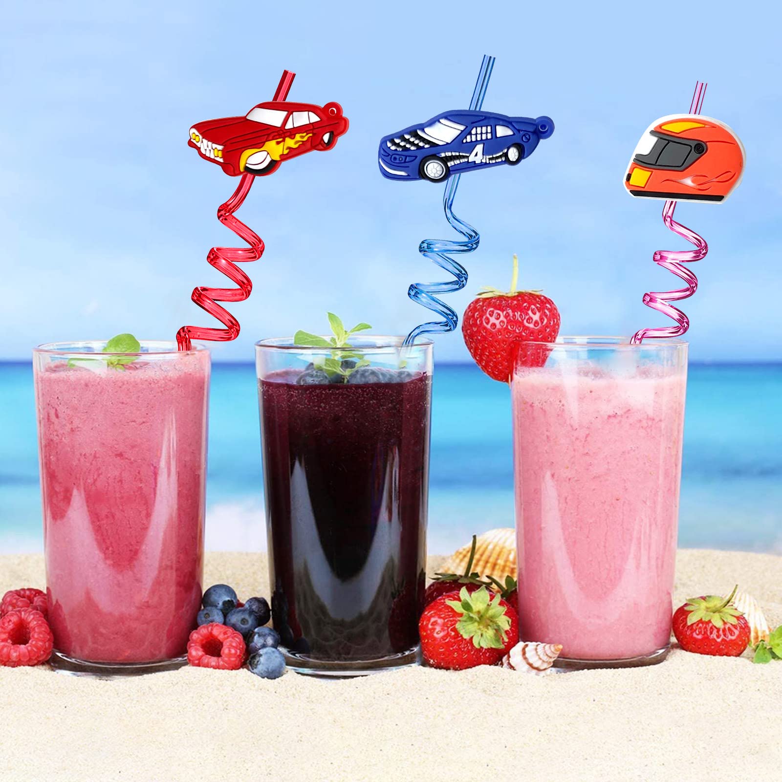 8pcs Race Car Plastic Straw Ra – Lighting Mcqueen Birthday Decor recenzja i cena