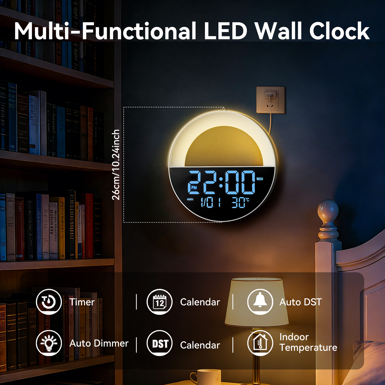 LED Digital Clock with Remote  – Lighting Home Decor Wall Clocks recenzja i cena