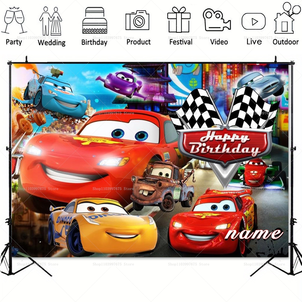 Lightning McQueen Backdrops Ch – Lighting Mcqueen Birthday Decor recenzja i cena