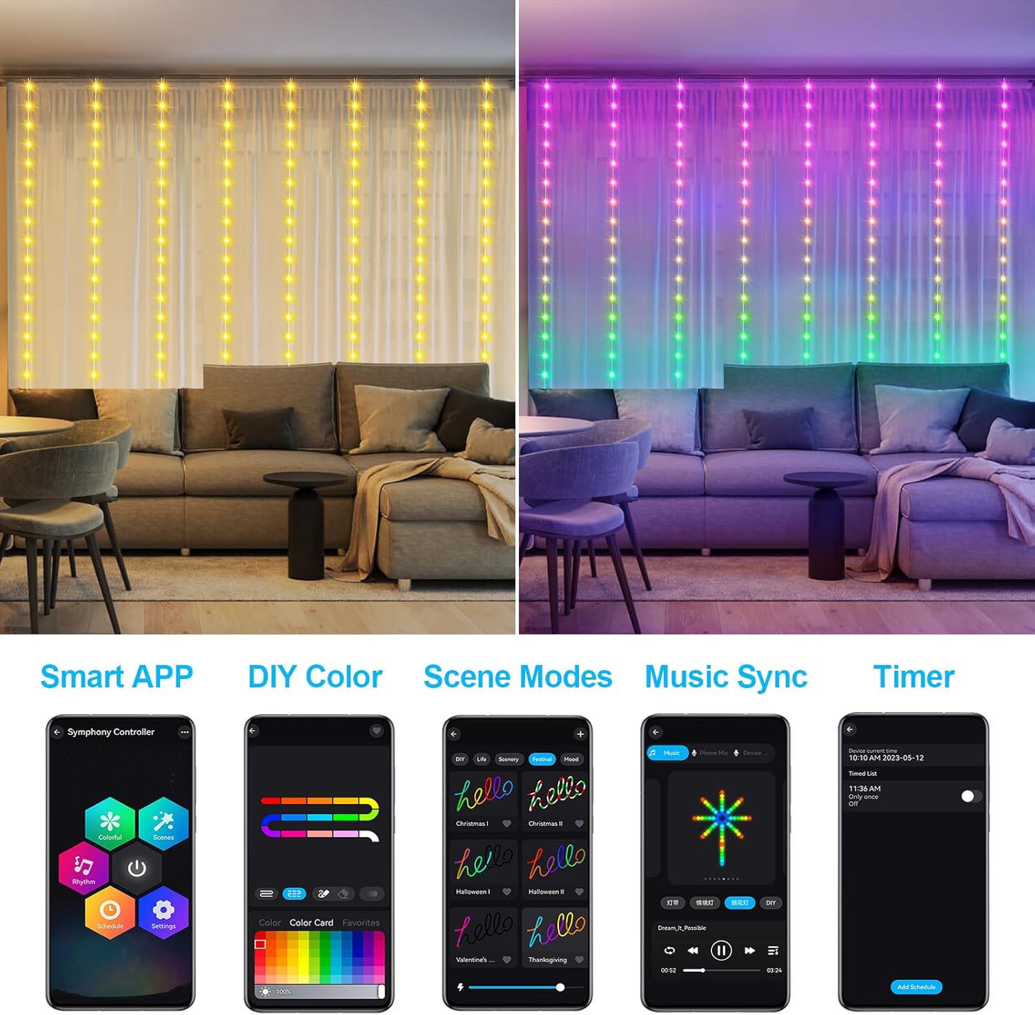 Smart Curtain Lights RGB 5050  – Fairy Light Curtain recenzja i cena