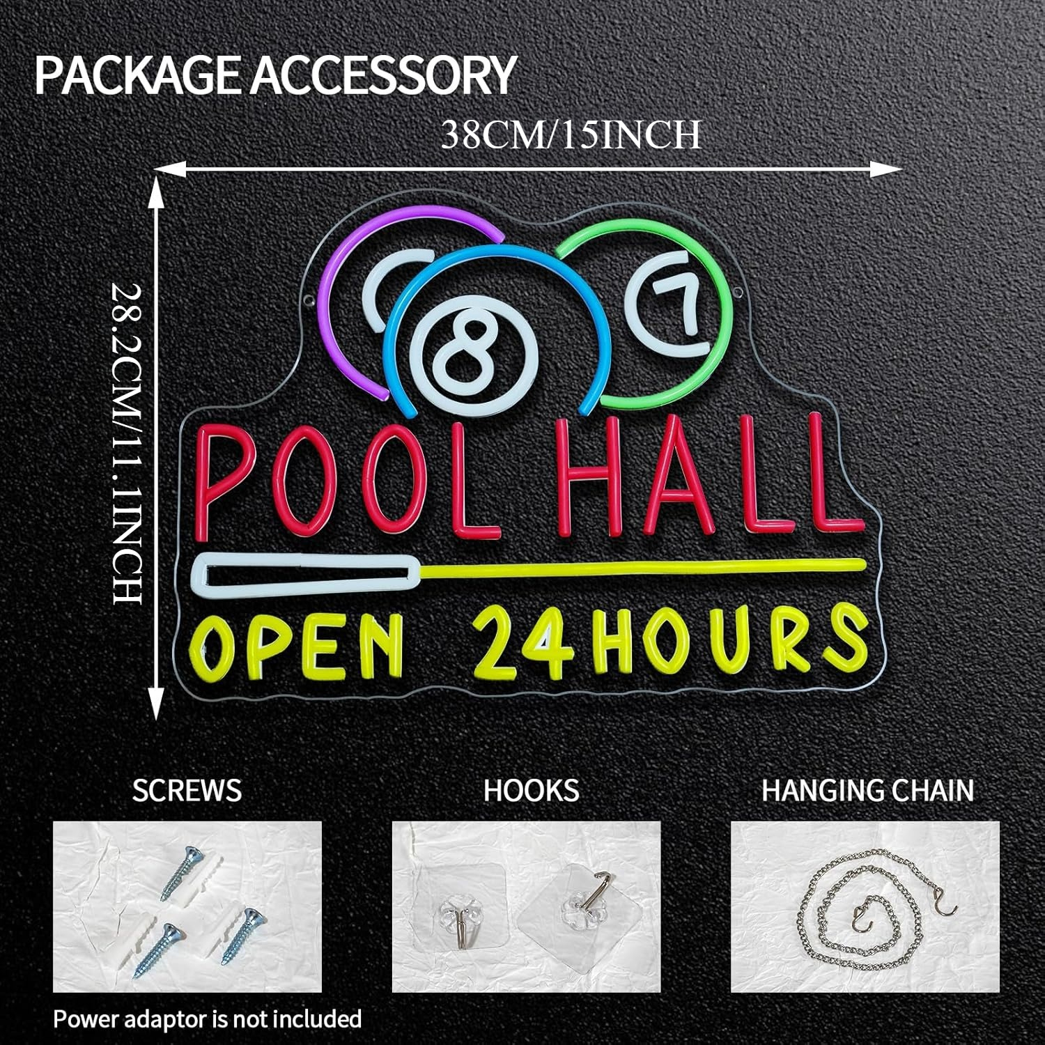 Pool Hall Open 24 Hours Neon S – Decor Lighting Opening Hours recenzja i cena