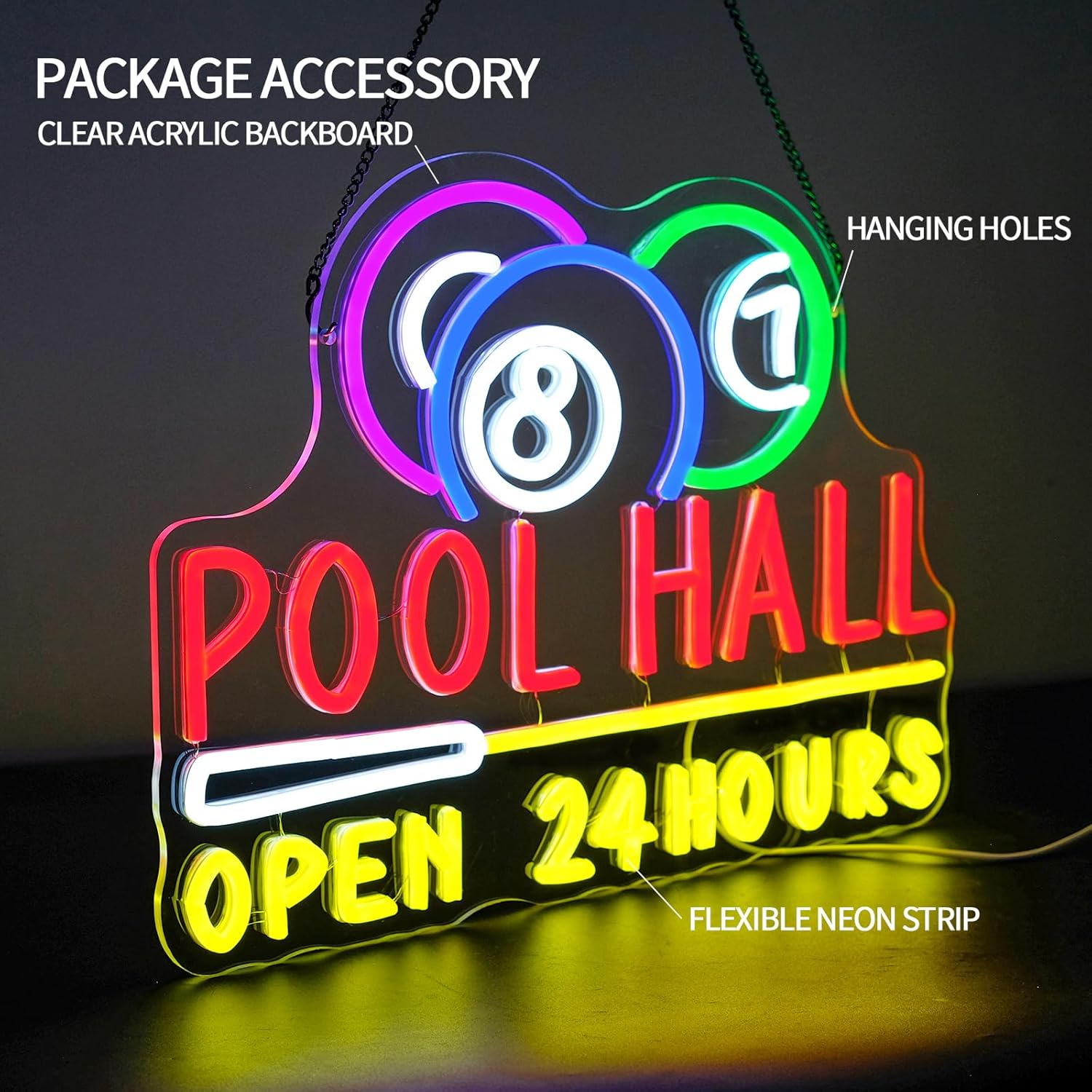 Pool Hall Open 24 Hours Neon S – Decor Lighting Opening Hours recenzja i cena