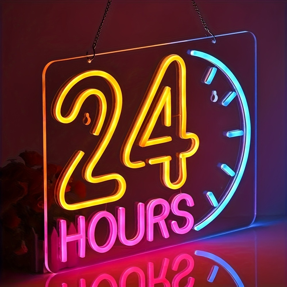 24-Hour LED Neon Sign, USB Pow – Decor Lighting Opening Hours recenzja i cena