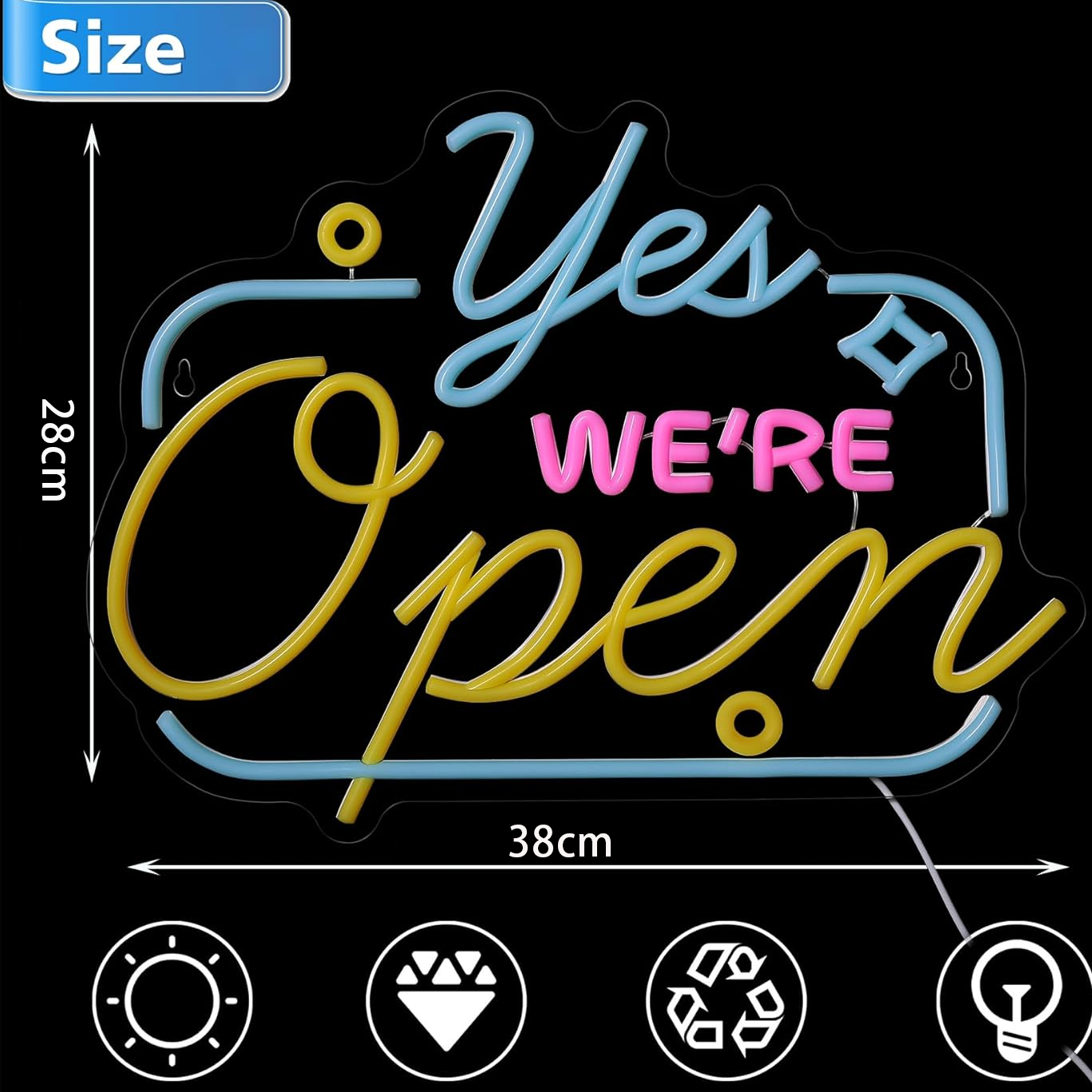 Colorful Yes We Are Open LED N – Decor Lighting Opening Hours recenzja i cena